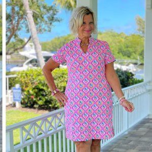 LuLu B Palm Tree Dress Pink 1X